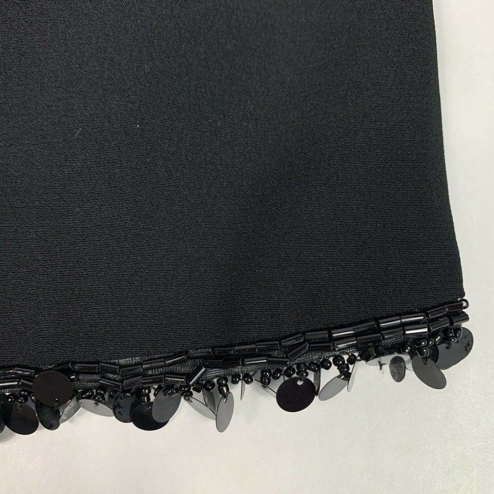 Ann Taylor Black Classic Beaded Hem Back Zipper 3/4 Sleeve Top Blouse Women’s 4 - Picture 8 of 12